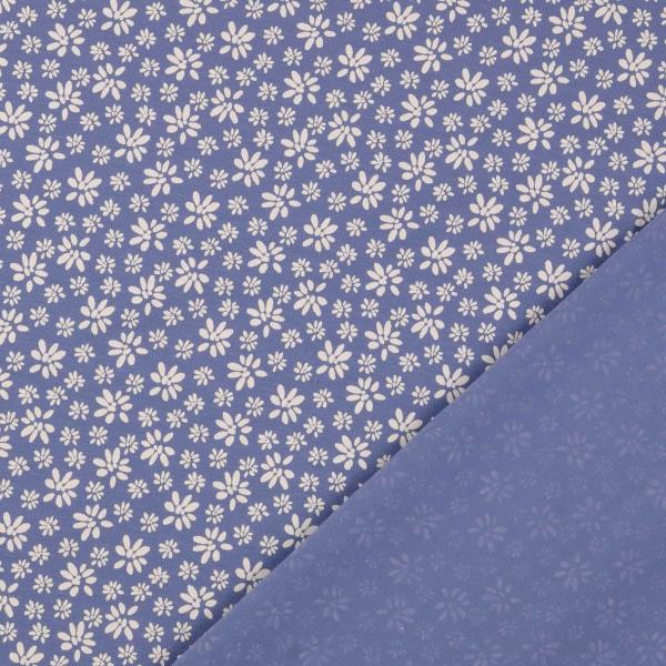 Baumwolljersey - kleine Blumen auf blau